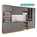 Ver imagem 4 de Cozinha Completa com Balcão Milla Nobre 16 Portas 3 Gavetas MDF MDP Nogal com Cinza Titânio Mó