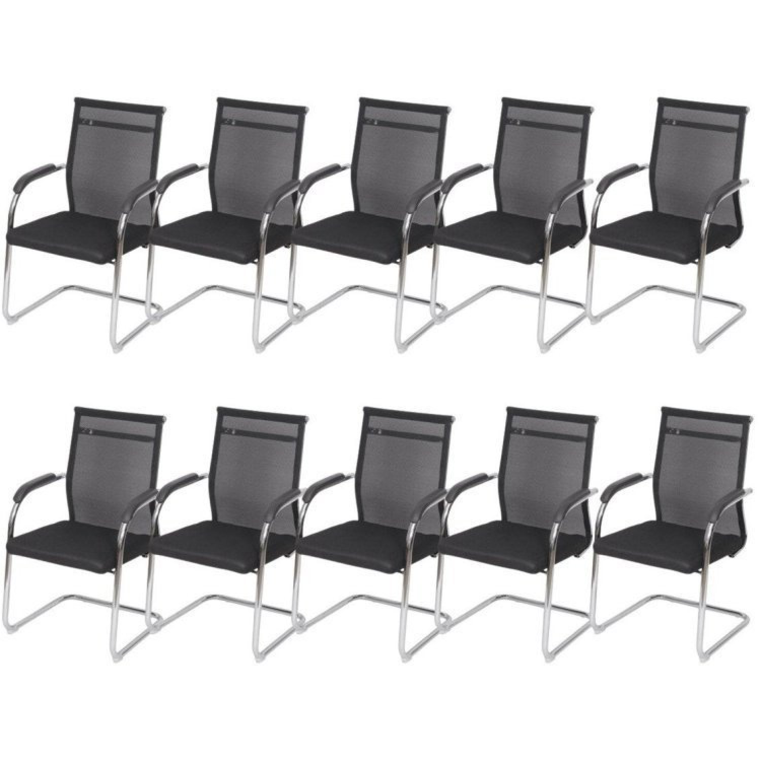 Kit 10 Cadeiras Para Escritório Interlocutor Fixa Tela Mesh Roma OR Design