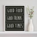 Ver imagem 1 de Quadro Decorativo para Cozinha Food e Friends 24x18cm - com Vidro:moldura Branca