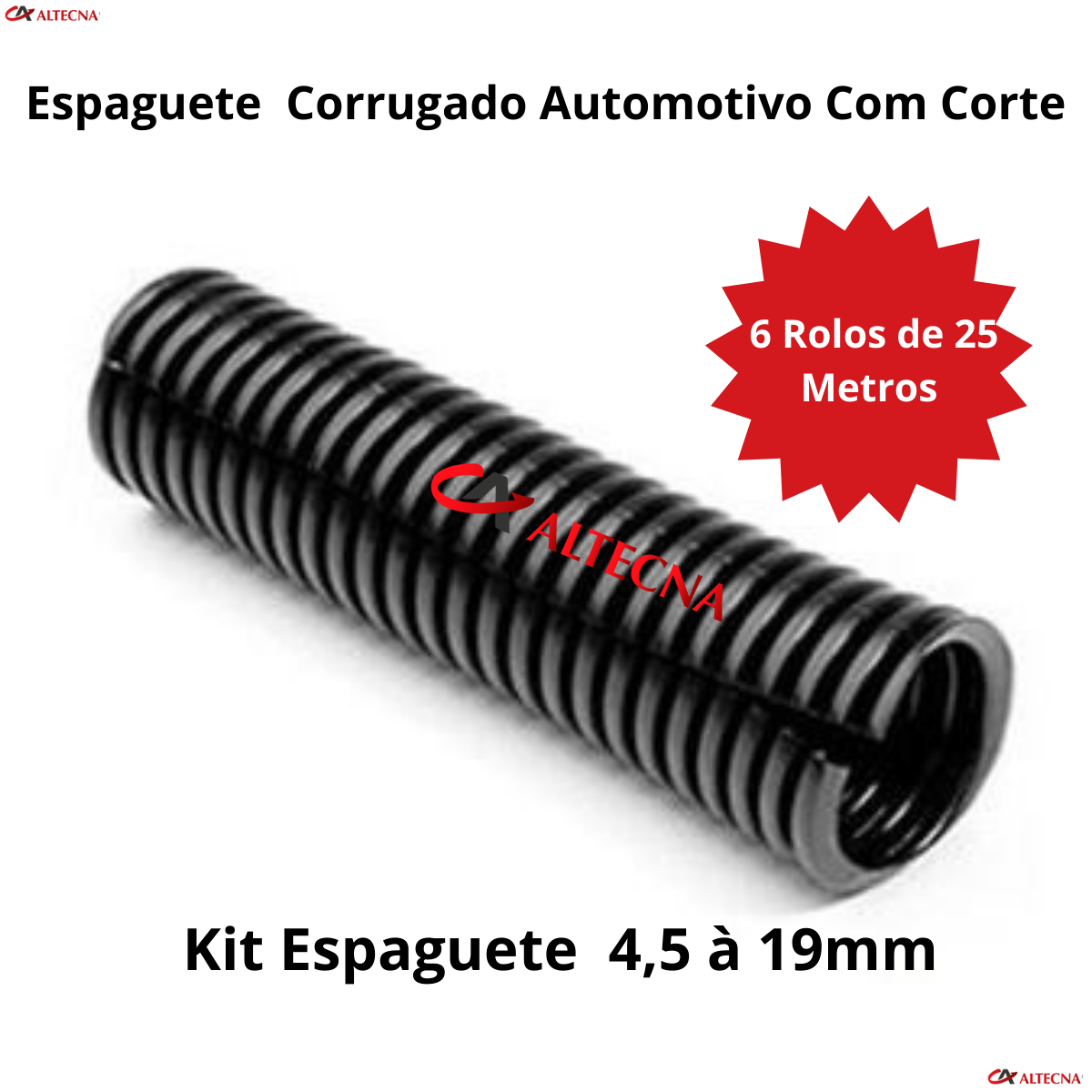 Tubo Espaguete Corrugado Automotivo com Corte 4,5Mm Rl 25Mt - 4