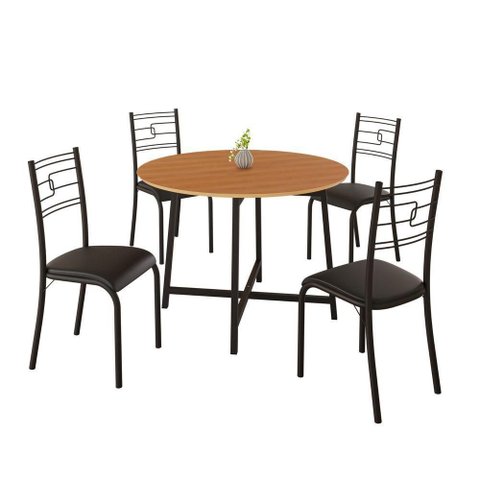 Conjunto Sala de Jantar Ella 90cm 4 Cadeiras Preto Liso