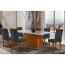 Ver imagem 1 de Sala de Jantar Completa Luna Tampo Madeirado C/ Vidro Reto 180x90 e 6 Cadeiras Amsterdã Imbuia -