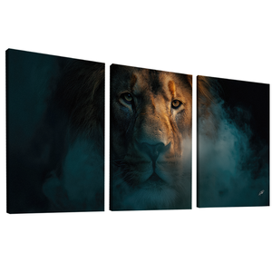 Quadro Decorativo Trio Leão na Fumaça Variação