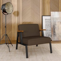 Poltrona Decorativa Coimbra Preto/cinamomo/marrom - Móveis Arapongas Preto Fosco/cin/suede Marrom - 2