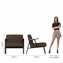 Poltrona Decorativa Coimbra Preto/cinamomo/marrom - Móveis Arapongas Preto Fosco/cin/suede Marrom - 5