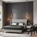 Ver imagem 1 de Cama Japonesa com Cabeceira Corea Queen Linho Cinza - Sallar Home