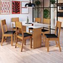 Ver imagem 1 de Conjunto Sala de Jantar 1 Mesa 6 Cadeiras Viena Amarelo/Freijó/Off White/Preto