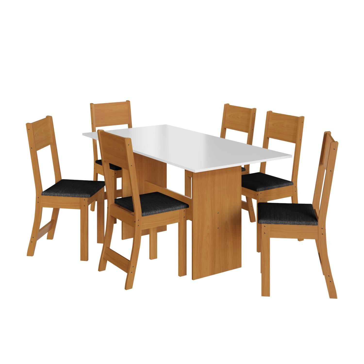 Conjunto Sala de Jantar 1 Mesa 6 Cadeiras Viena Indekes - 2