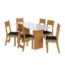 Ver imagem 3 de Conjunto Sala de Jantar 1 Mesa 6 Cadeiras Viena Amarelo/Freijó/Off White/Preto