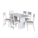 Ver imagem 3 de Conjunto Sala de Jantar 1 Mesa 6 Cadeiras Viena Branco/Linho