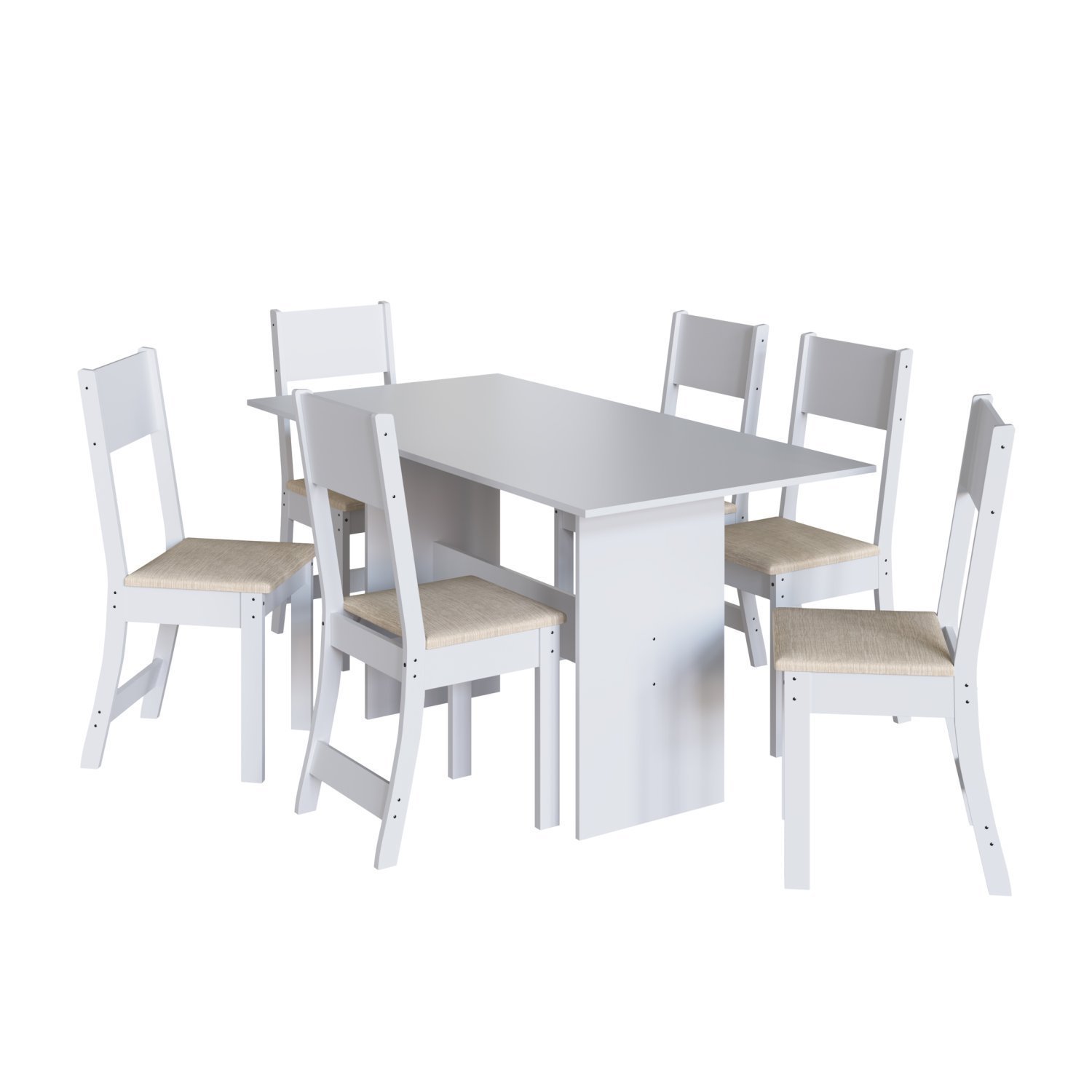 Conjunto Sala de Jantar 1 Mesa 6 Cadeiras Viena Indekes - 2