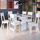 Ver imagem 1 de Conjunto Sala de Jantar 1 Mesa 6 Cadeiras Viena Branco/Linho