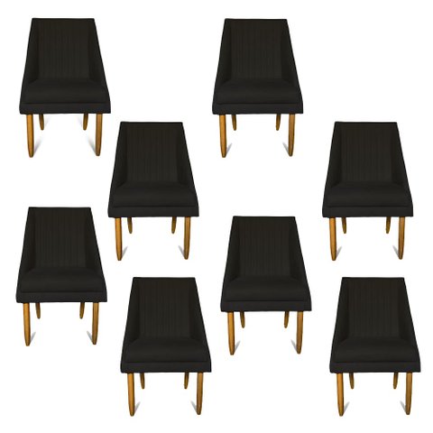 kit 08 Cadeiras Para Sala De Jantar Ana Pés Palito Suede Preto - D'Classe Decor