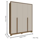 Ver imagem 3 de Guarda Roupa Solteiro 4 Portas New Guarapari - Jequitibá/offwhite