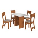 Ver imagem 3 de Conjunto Sala de Jantar 1 Mesa Tampo MDF Retangular 4 Cadeiras Viena Amarelo/Freijó/Off/Linho