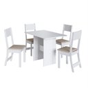 Ver imagem 3 de Conjunto Sala de Jantar 1 Mesa 4 Cadeiras Viena Branco/Linho