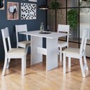 Ver imagem 1 de Conjunto Sala de Jantar 1 Mesa 4 Cadeiras Viena Branco/Linho