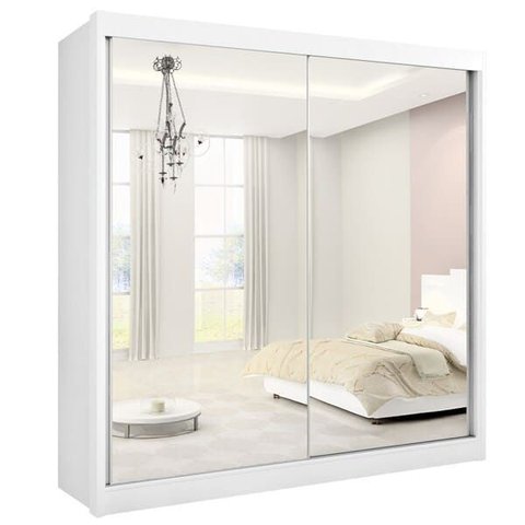 Guarda Roupa Casal Espelhado 2 Portas 6 Gavetas - Las Vegas-branco - Móveis D'doro