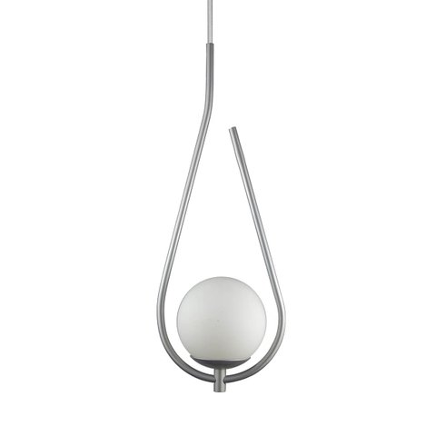 Lustre Pendente On Drop - Prata com Globo de Vidro Branco - 4126-15-br