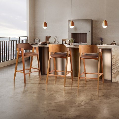 Kit 2 Banquetas em Madeira Maciça Gaia Marrom