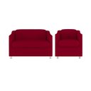Ver imagem 1 de Kit Poltrona Tilla Recepção + Namoradeira Sala, Quarto Suede Cor:Vermelho