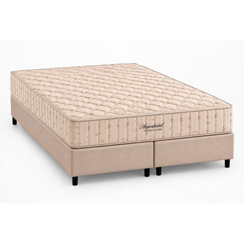 Colchão Queen Molas Superlastic Anjos Hotel + Base Crc Suede Clean (158x198) - D Angelis Anjos