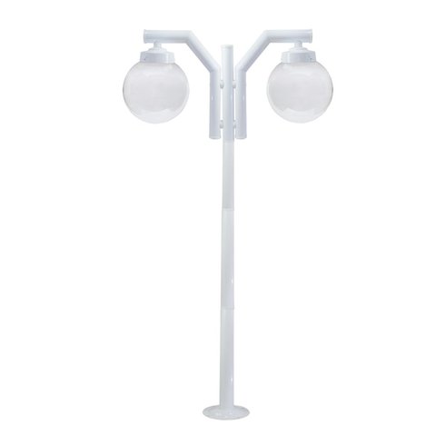 Poste de Jardim P23/2 com Globo de Vidro Transparente 15x28 2,16m em Aço Fosfatizado Branco