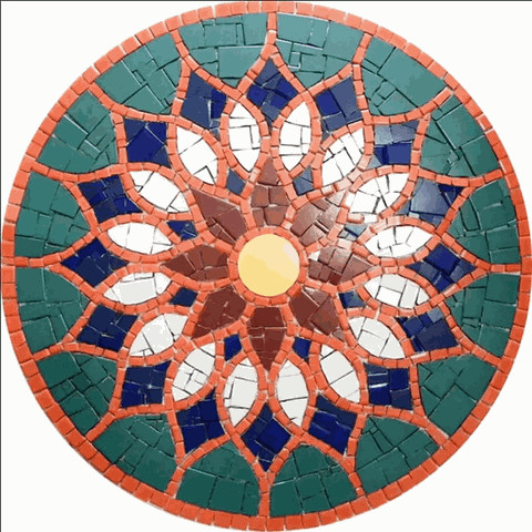 Mandala Indiana Piso Mosaico Vitral Árabe Cerâmico 300cm