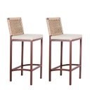 Ver imagem 3 de Banqueta Marrom Corda Náutica Bege – Kit 8 – Gourmet, Varanda e Living