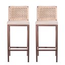 Ver imagem 2 de Banqueta Marrom Corda Náutica Bege – Kit 8 – Gourmet, Varanda e Living