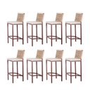 Ver imagem 1 de Banqueta Marrom Corda Náutica Bege – Kit 8 – Gourmet, Varanda e Living