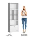 Ver imagem 5 de Conjunto 2 Peças com Escrivaninha e Estante Livreiro 6 Nichos 1 Porta B30 Branco