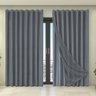 Cortina Blackout com Voil Liso 5.60 M X 2,70 M Varão Simples:cinza - 1
