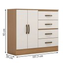 Ver imagem 2 de Cômoda Zaragoza Nature Off White 4 Gavetas 2 Portas 107cm Sapateira Mdp