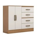 Ver imagem 1 de Cômoda Zaragoza Nature Off White 4 Gavetas 2 Portas 107cm Sapateira Mdp