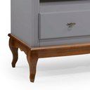 Ver imagem 3 de Rack para Sala com Pés Luis Xv 2 Gavetas e Nicho 60502 Linz Móveis - Cinza/imbuia Glazer