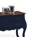 Ver imagem 3 de Cômoda Bombê com 2 Gavetas Linz Móveis 1007 - Azul Petróleo/imbuia Glazer
