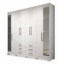 Ver imagem 3 de Guarda Roupa Casal com Espelho e Pés 8 Portas e 6 Gavetas Master Branco