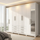 Ver imagem 1 de Guarda Roupa Casal com Espelho e Pés 8 Portas e 6 Gavetas Master Branco