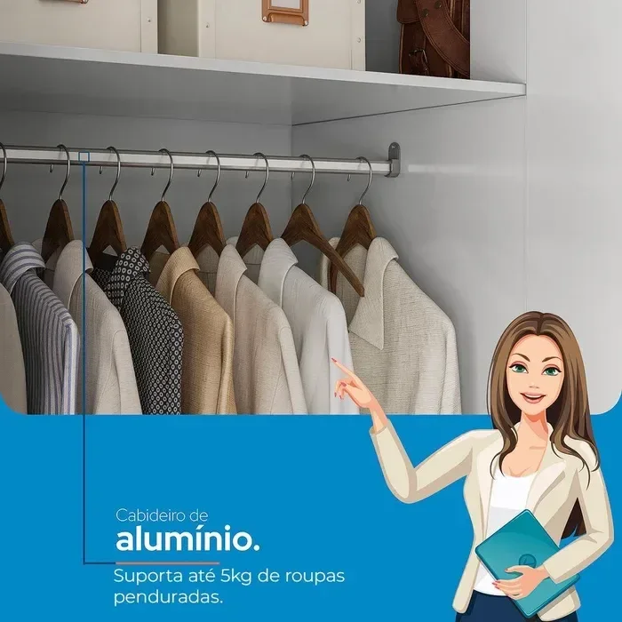 Ver imagem 5 de Guarda Roupa Casal com Espelho e Pés 8 Portas e 6 Gavetas Master