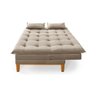Sofá Cama Reclinável Island 2 Lugares Confortável Suede Bege Pés de Madeira - 6