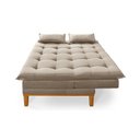 Ver imagem 6 de Sofá Cama Reclinável Island 2 Lugares Confortável Suede Bege Pés de Madeira