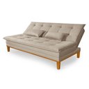 Ver imagem 3 de Sofá Cama Reclinável Island 2 Lugares Confortável Suede Bege Pés de Madeira