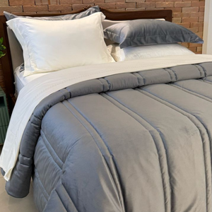 Cobertor Grosso Super King Blair Veludo Macio e Algodão Antialérgico:cinza