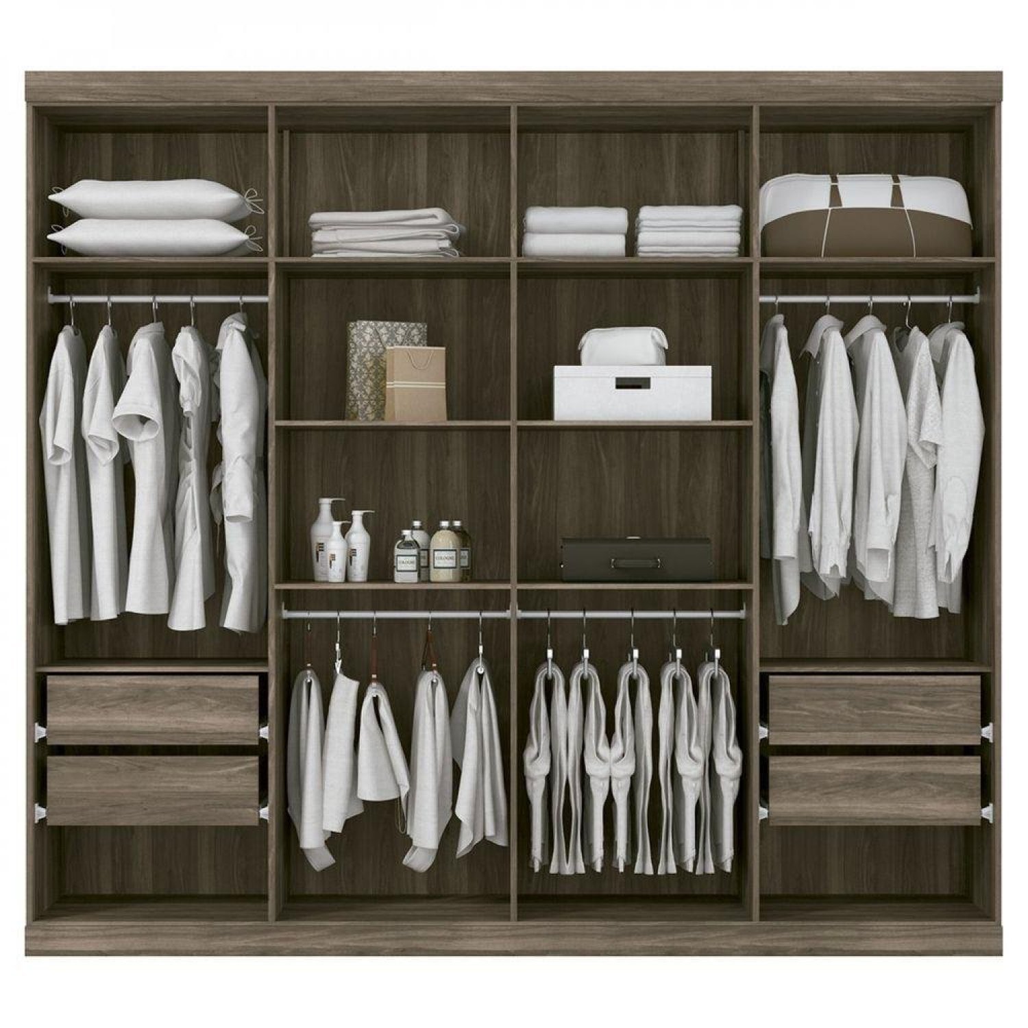 Guarda Roupa Casal 8 Portas 4 Gavetas Com Espelho Master Vip - 3