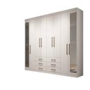 Ver imagem 3 de Guarda Roupa Casal com Espelhos 8 Portas e 6 Gavetas Master Branco