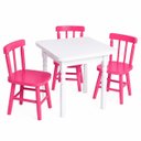 Ver imagem 2 de Conjunto Infantil 60x60 com 3 Cadeiras - Rosa - Jm Móveis