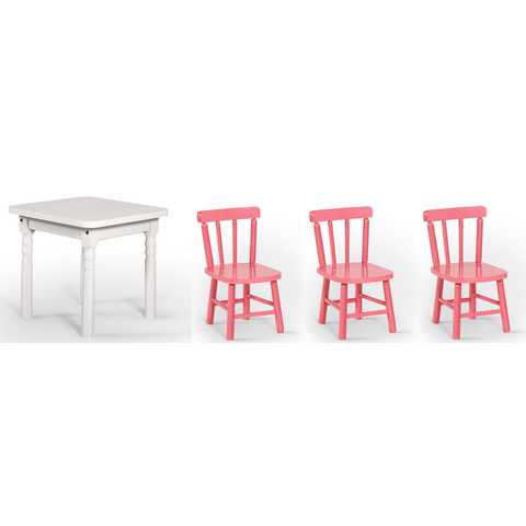 Conjunto Infantil 60x60 com 3 Cadeiras - Rosa - Jm Móveis