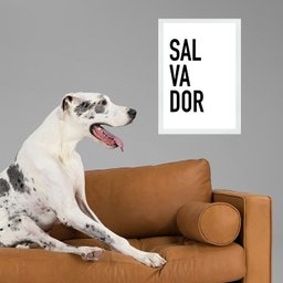 Quadro Decorativo Tipografia Salvador 24x18cm - com Vidro:moldura Branca - 2