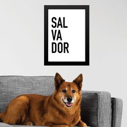 Quadro Decorativo Tipografia Salvador 24x18cm - com Vidro:moldura Branca - 1